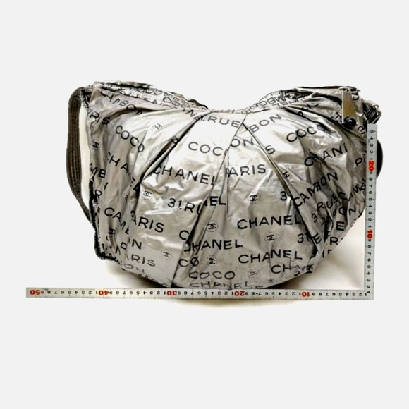 RARE COCO CHANEL Large Silver Nylon Unlimited 31Rue Cambon Bag - Picture 1 of 15